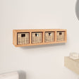 Wall Shelf With Baskets 62X18X16 Cm Solid Wood Walnut