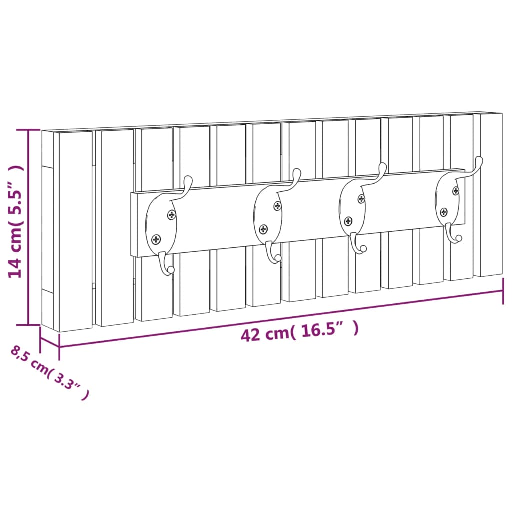 Wall Hanger 42X8.5X14 Cm Solid Wood Walnut