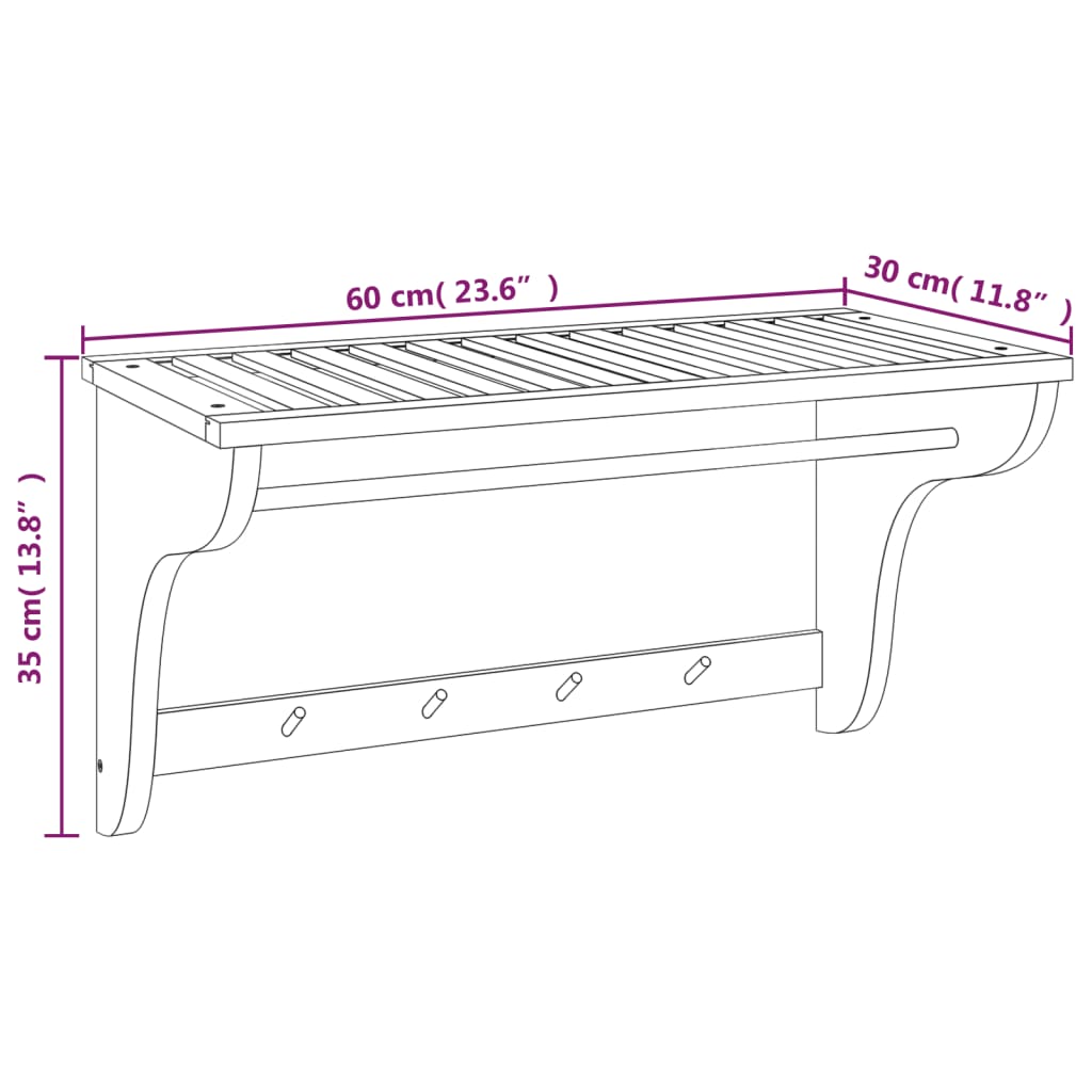 Towel Rack 60X30X35 Cm Solid Wood Walnut