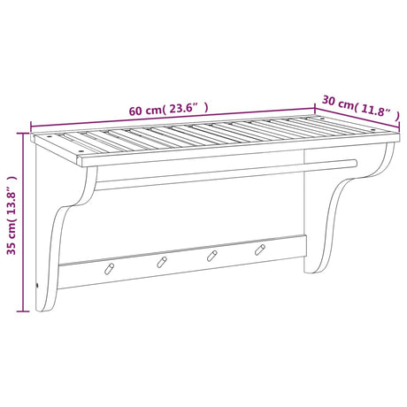Towel Rack 60X30X35 Cm Solid Wood Walnut