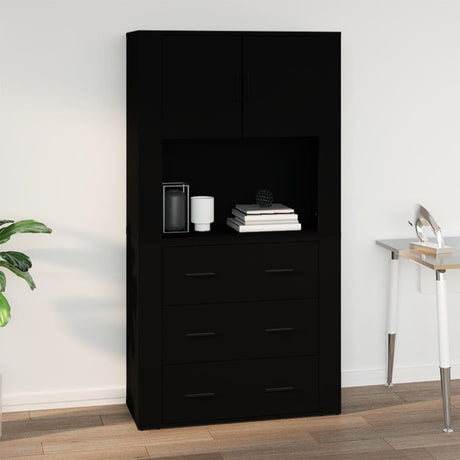Wall Cabinet Black 80X33X80 Cm Engineered Wood