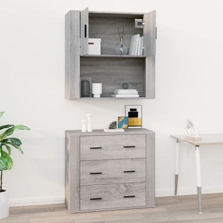 Wall Cabinet Grey Sonoma 80X33X80 Cm Engineered Wood