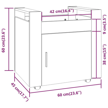 Desk Trolley 60X45X60 Cm Engineered Wood