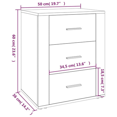 Bedside Cabinet 50X36X60 Cm Engineered Wood