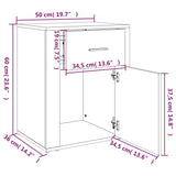 Bedside Cabinet 50X36X60 Cm Engineered Wood