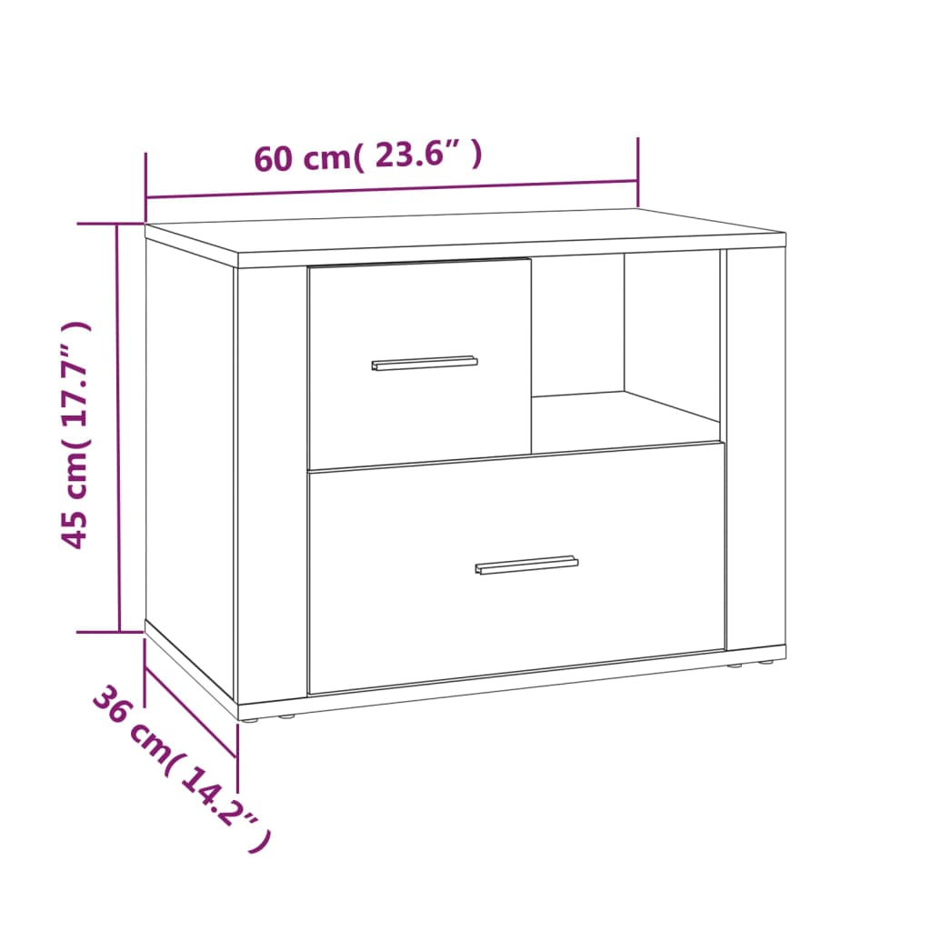 Bedside Cabinet 60X36X45 Cm Engineered Wood