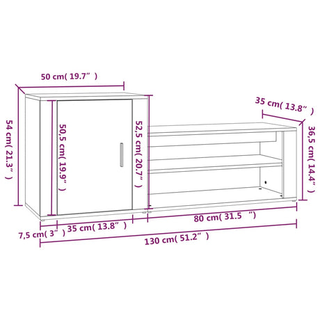 Shoe Cabinet 130X35X54 Cm Engineered Wood
