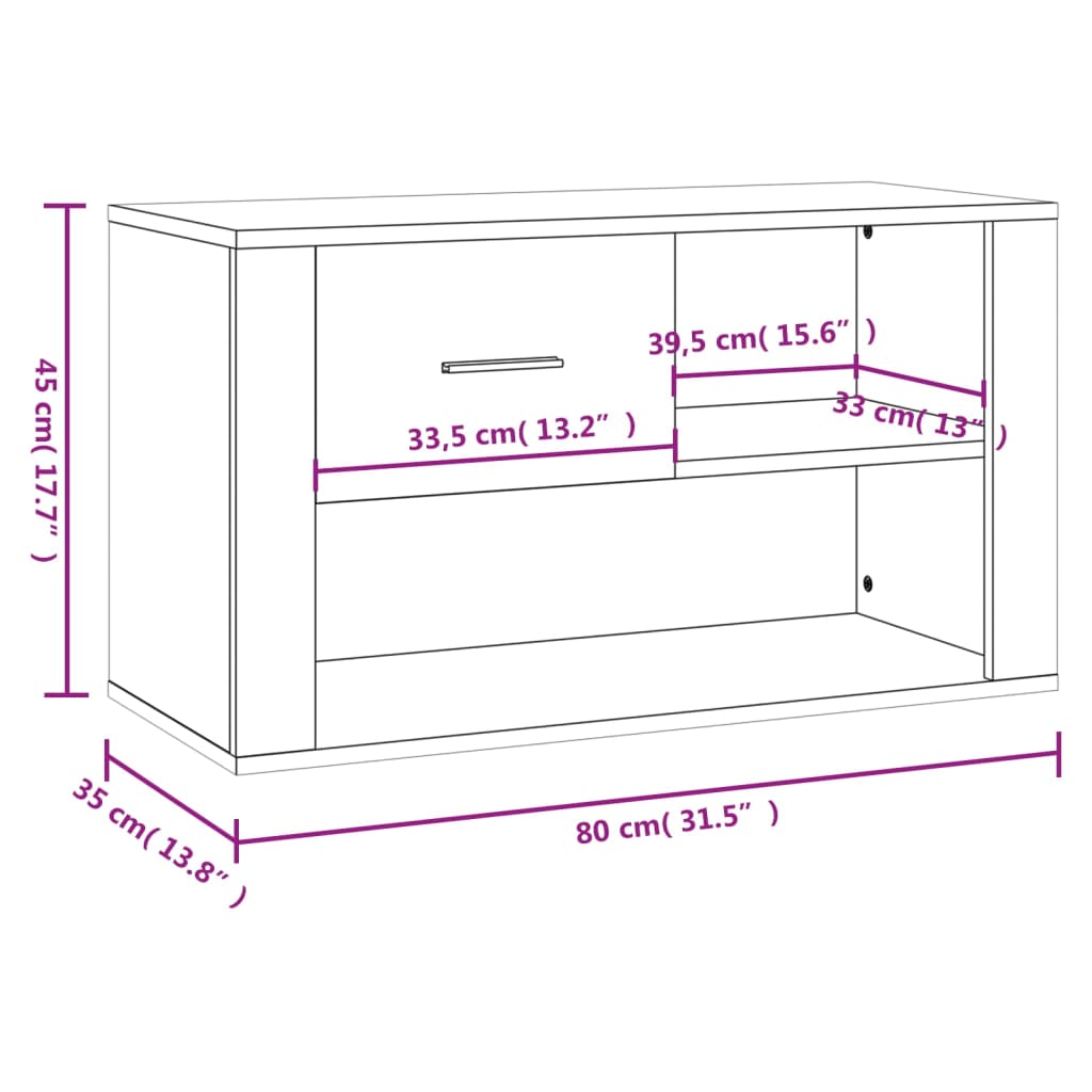 Shoe Cabinet 80X35X45 Cm Engineered Wood