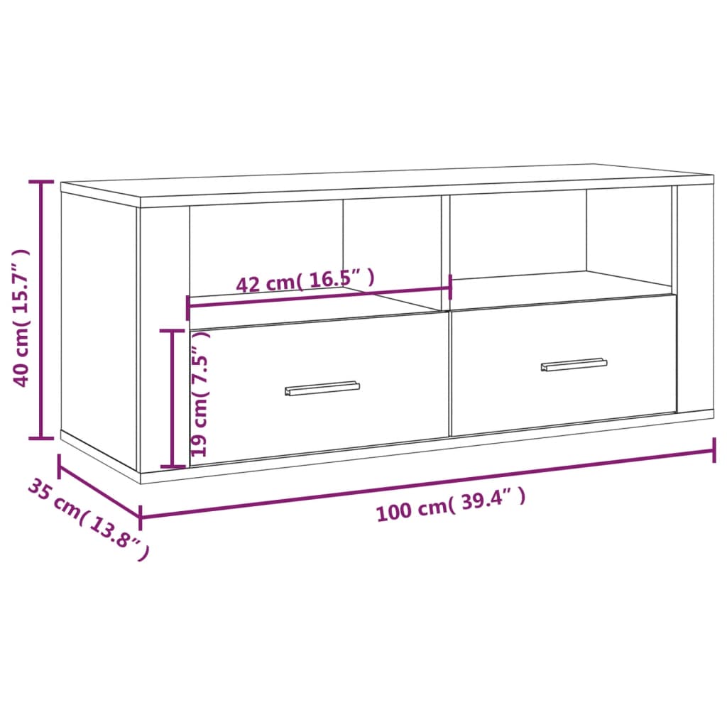 Tv Cabinet 100X35X40 Cm Engineered Wood