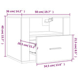 Wall-Mounted Bedside Cabinet 50X36X40 Cm
