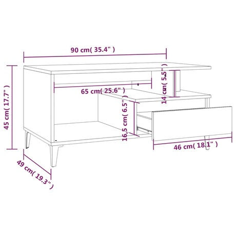 Coffee Table 90X49X45 Cm Engineered Wood