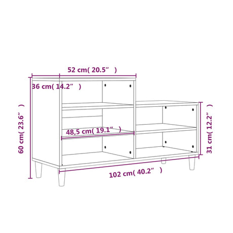 Shoe Cabinet 102X36X60 Cm Engineered Wood