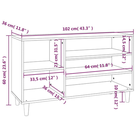 Shoe Cabinet 102X36X60 Cm Engineered Wood