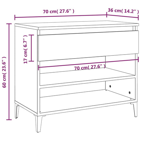 Shoe Cabinet 70X36X60 Cm Engineered Wood