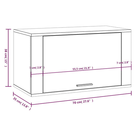 Wall-Mounted Shoe Cabinet 70X35X38 Cm Engineered Wood