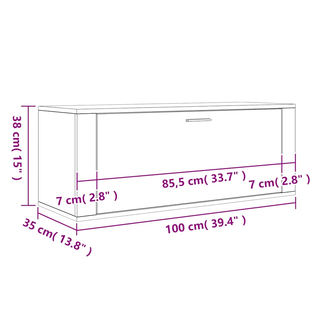 Wall Shoe Cabinet 100X35X38 Cm Engineered Wood