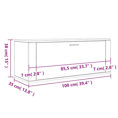 Wall Shoe Cabinet 100X35X38 Cm Engineered Wood