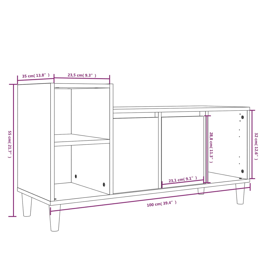 Tv Cabinet 100X35X55 Cm Engineered Wood