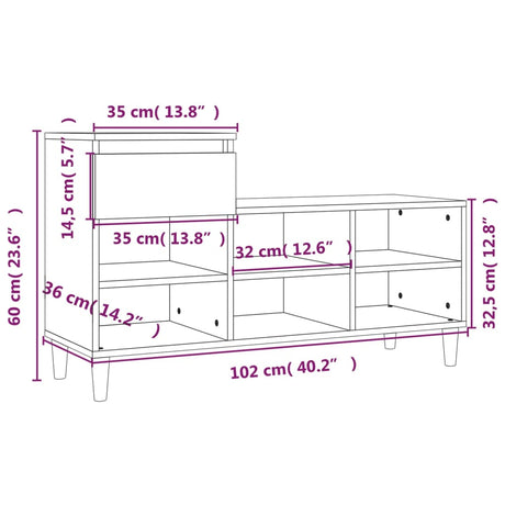 Shoe Cabinet 102X36X60 Cm Engineered Wood