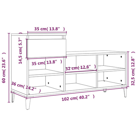 Shoe Cabinet 102X36X60 Cm Engineered Wood