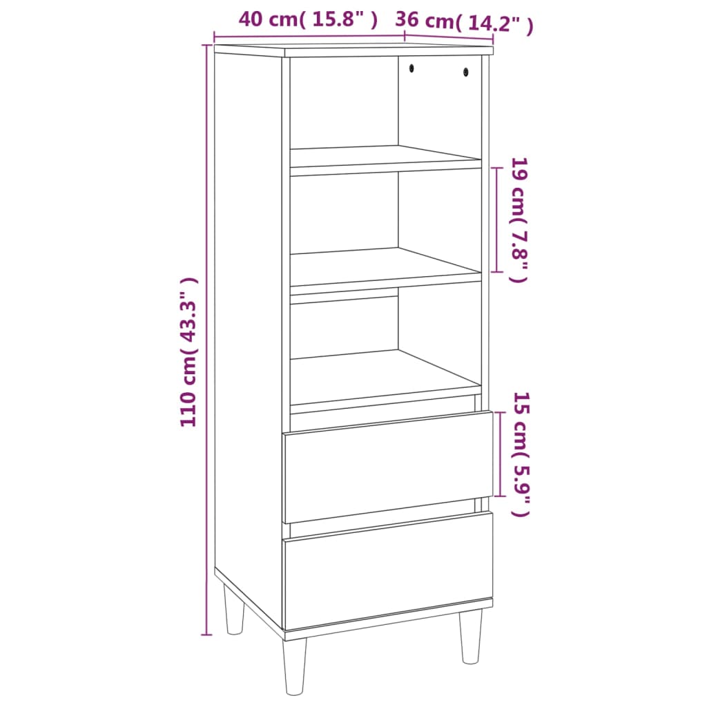 Highboard 40X36X110 Cm Engineered Wood