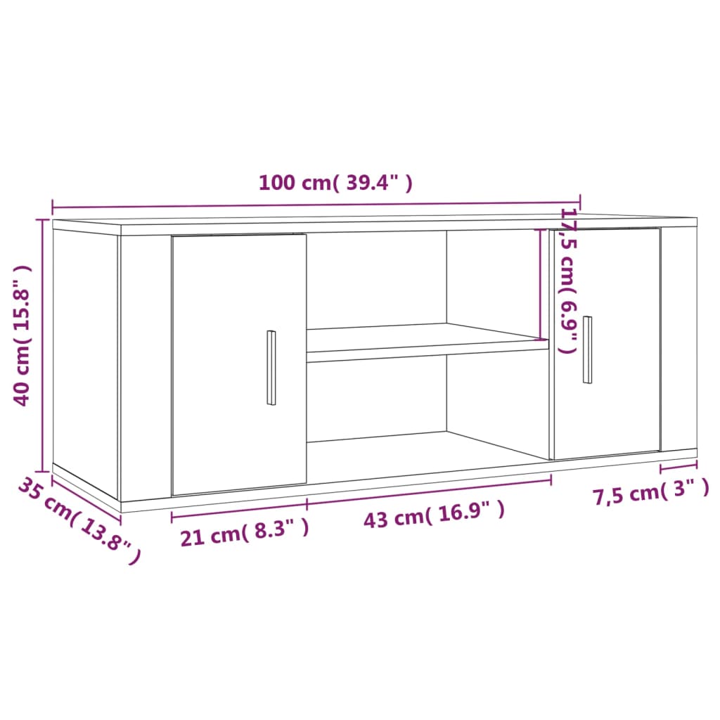 Tv Cabinet 100X35X40 Cm Engineered Wood