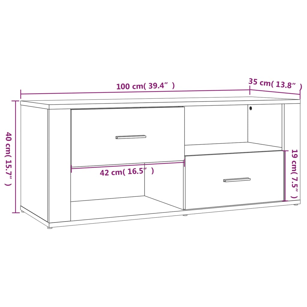 Tv Cabinet 100X35X40 Cm Engineered Wood