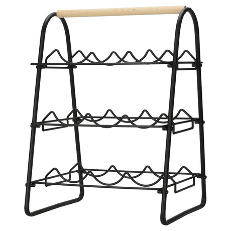 Home&Styling Wine Rack For 9 Bottles Metal Black And Natural