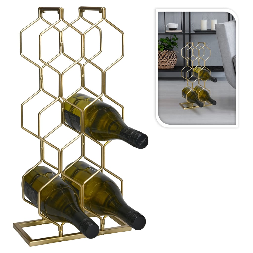 Wine Rack for 8 Bottles Metal Gold