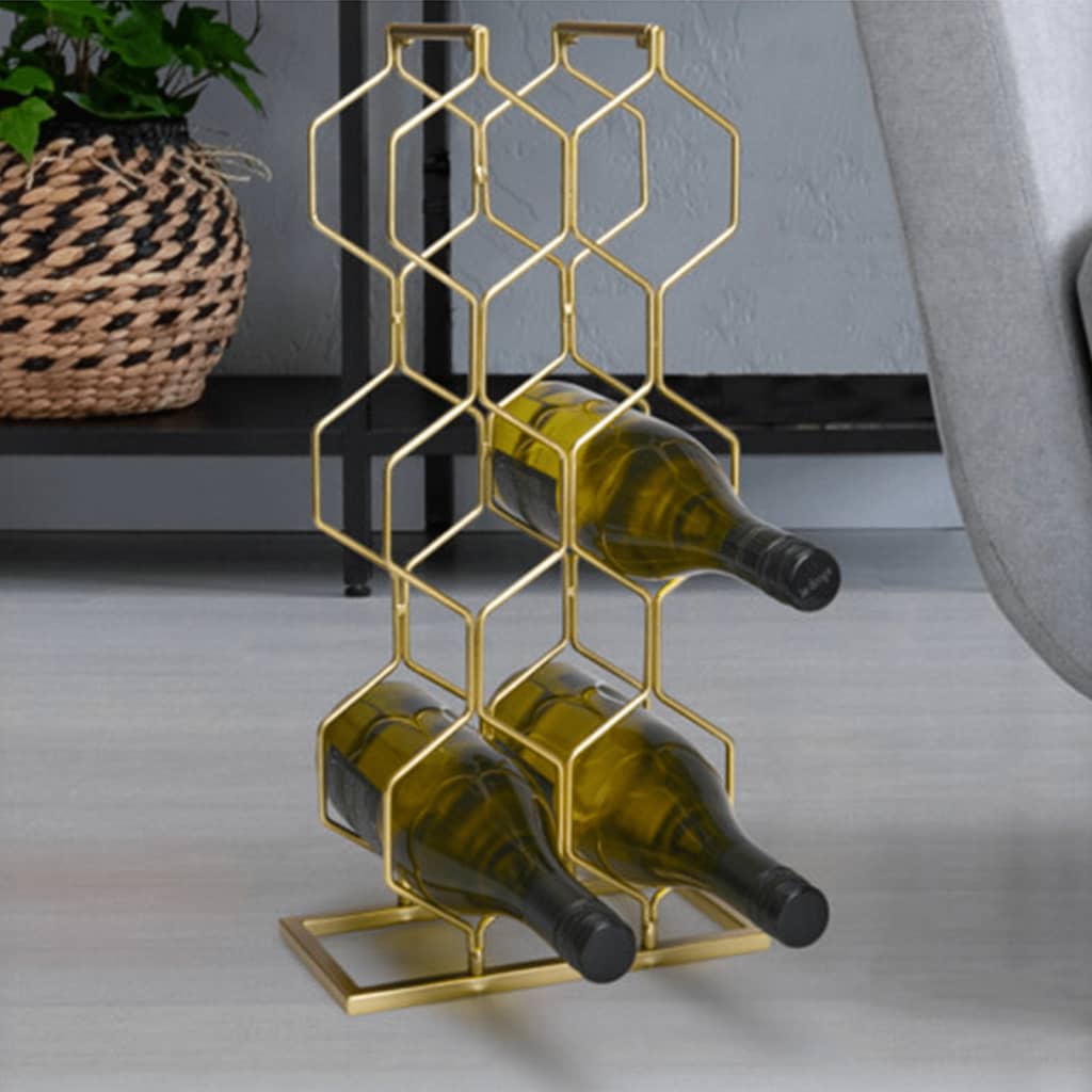 Wine Rack for 8 Bottles Metal Gold