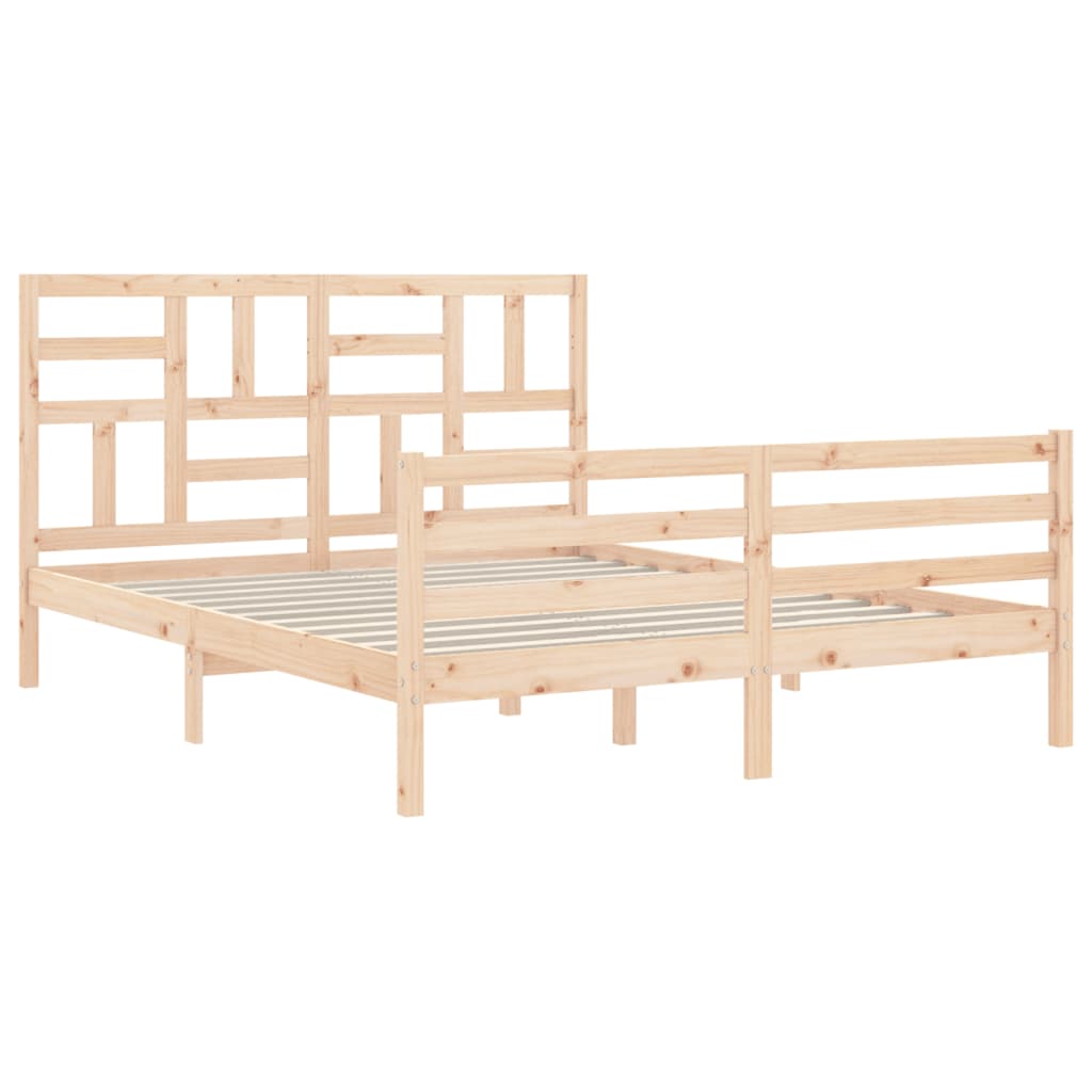 Bed Frame without Mattress King Size Solid Wood
