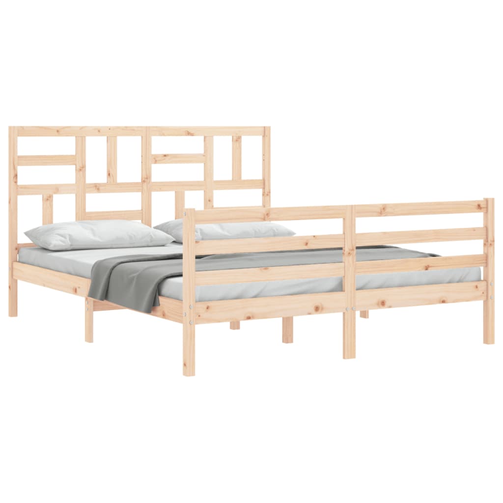 Bed Frame without Mattress King Size Solid Wood