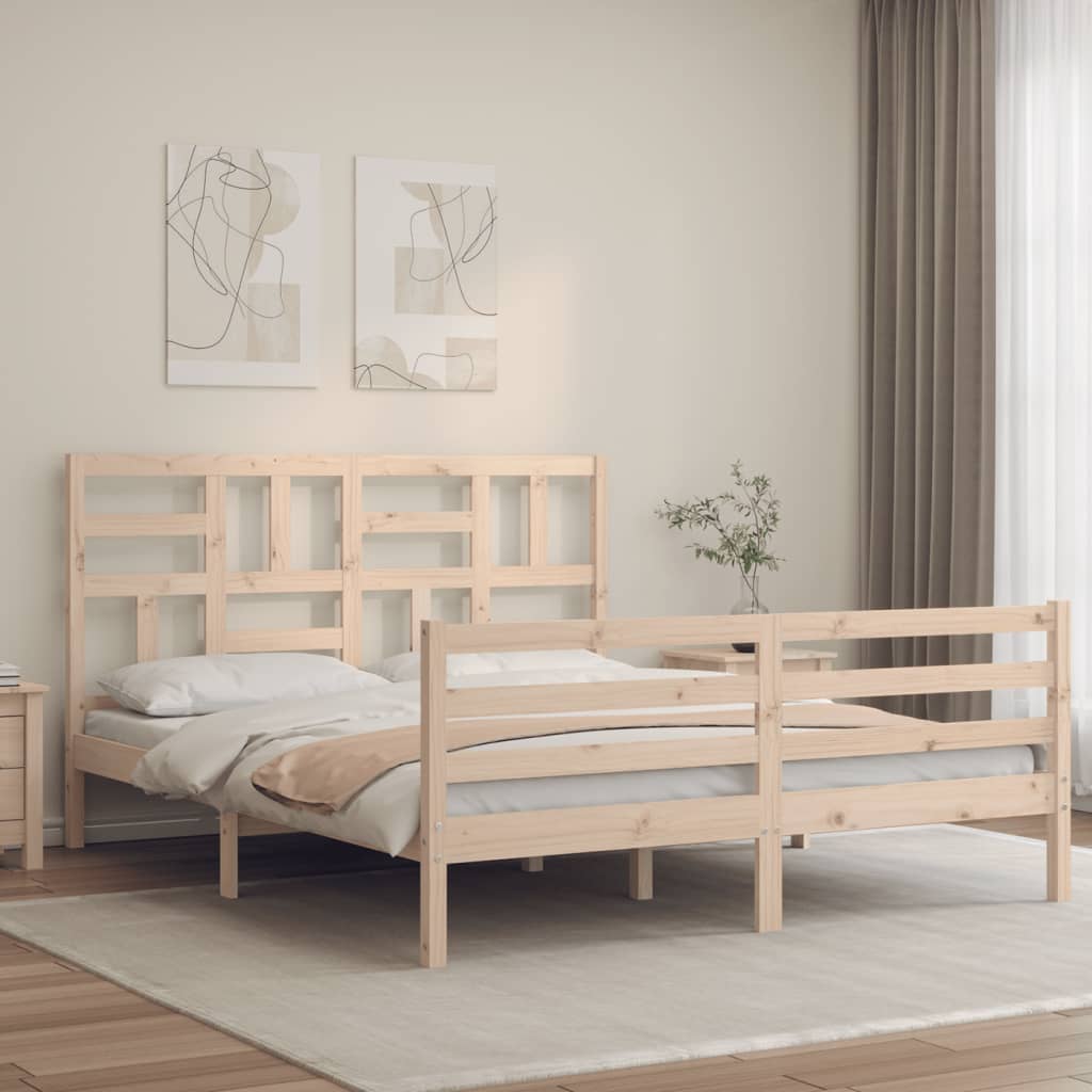 Bed Frame without Mattress King Size Solid Wood