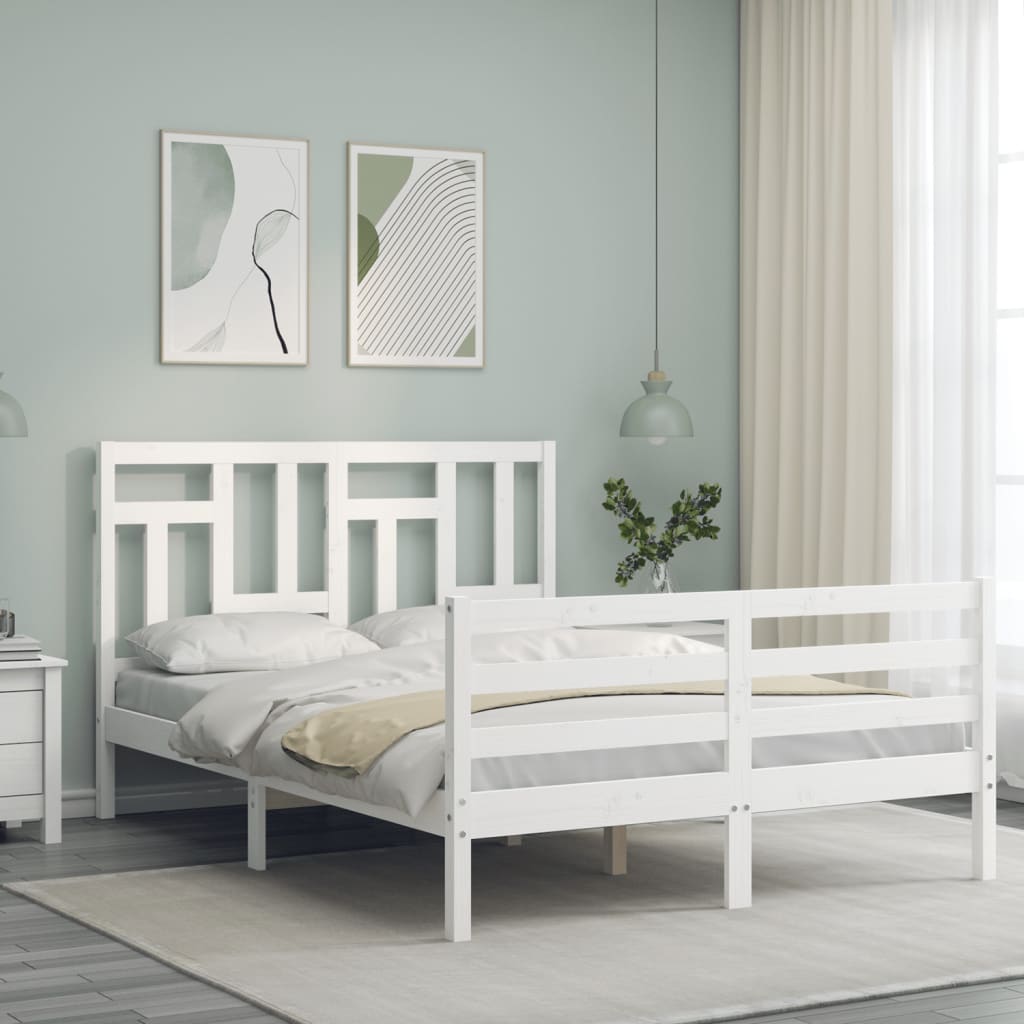 Bed Frame without Mattress White 120x200 cm Solid Wood