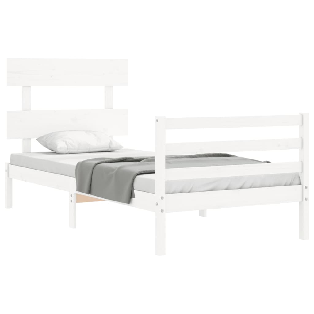 Bed Frame without Mattress White 90x200 cm Solid Wood