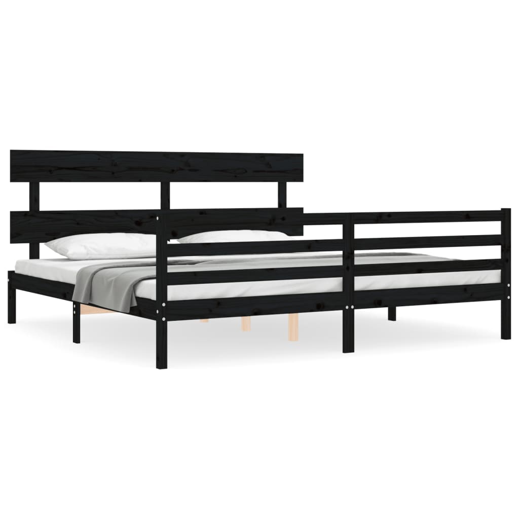 Bed Frame without Mattress Black 200x200 cm Solid Wood