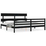 Bed Frame without Mattress Black 200x200 cm Solid Wood