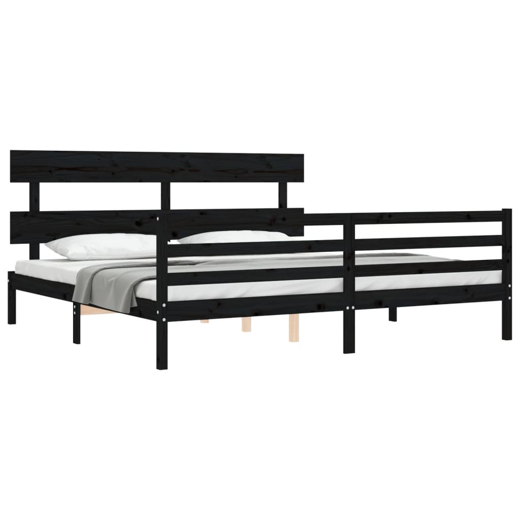 Bed Frame without Mattress Black 200x200 cm Solid Wood