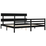 Bed Frame without Mattress Black 200x200 cm Solid Wood