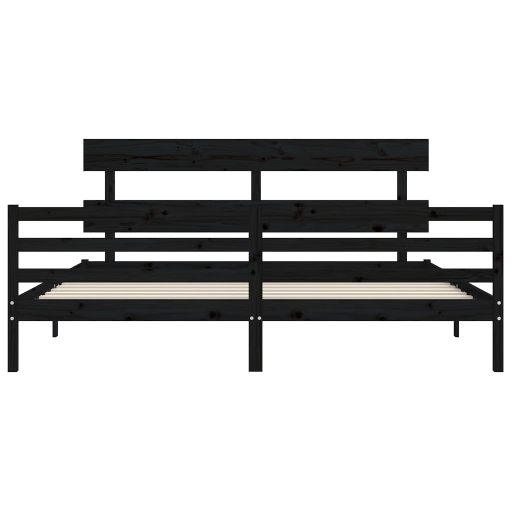 Bed Frame without Mattress Black 200x200 cm Solid Wood