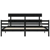 Bed Frame without Mattress Black 200x200 cm Solid Wood