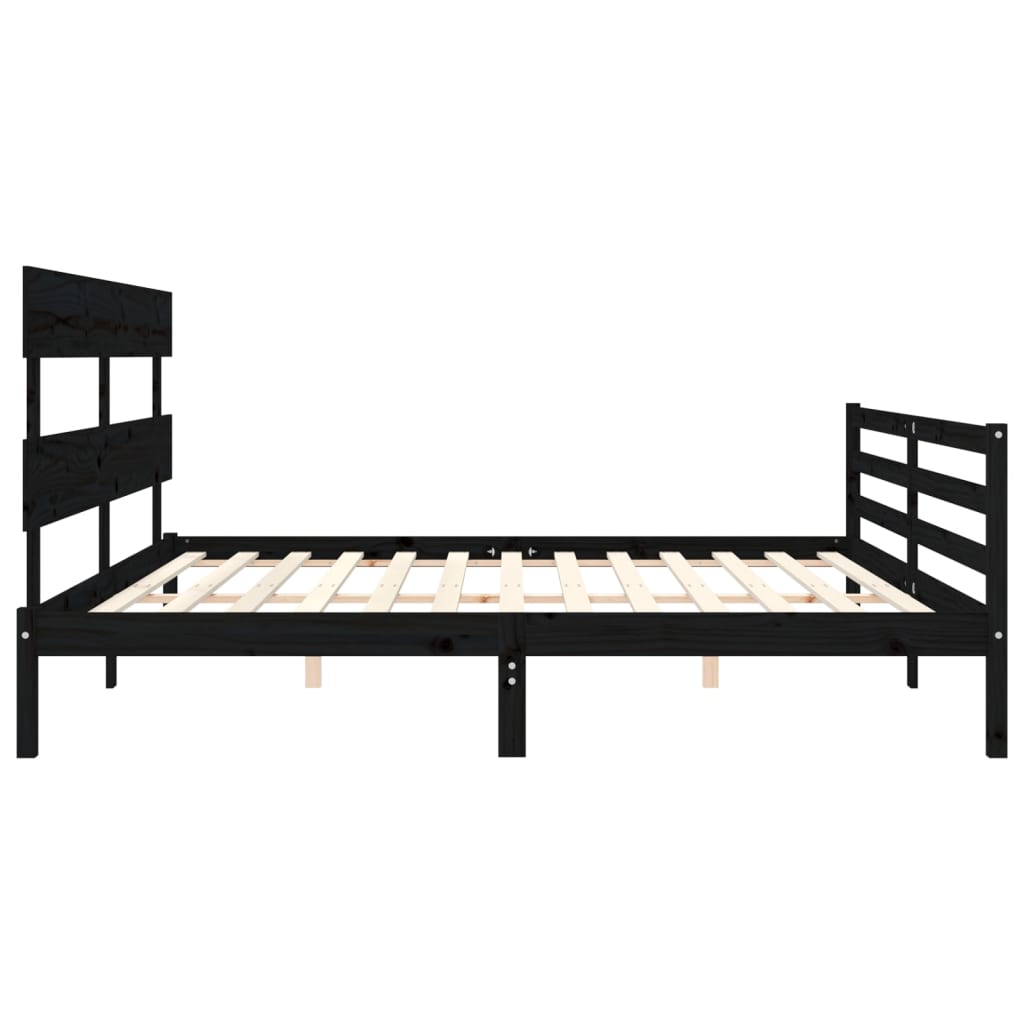Bed Frame without Mattress Black 200x200 cm Solid Wood