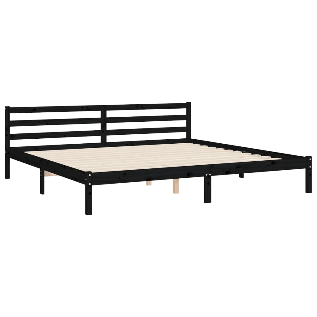Bed Frame without Mattress Black 200x200 cm Solid Wood