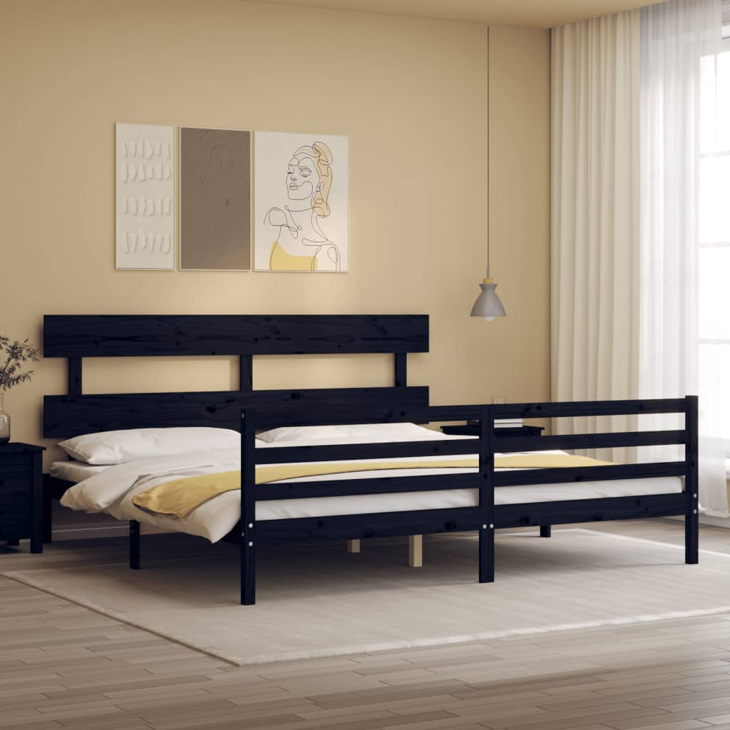 Bed Frame without Mattress Black 200x200 cm Solid Wood