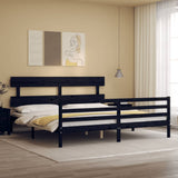 Bed Frame without Mattress Black 200x200 cm Solid Wood