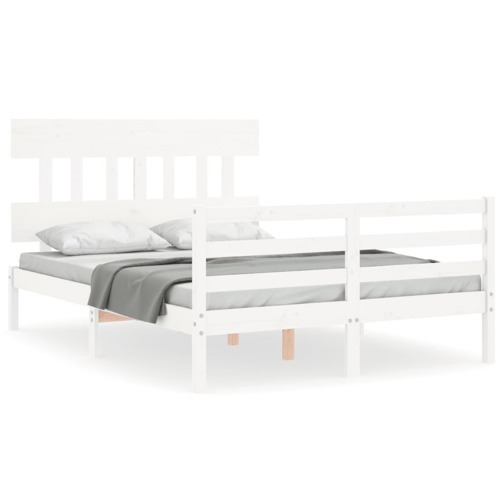 Bed Frame without Mattress White Small Double Solid Wood