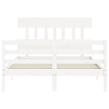 Bed Frame without Mattress White Small Double Solid Wood