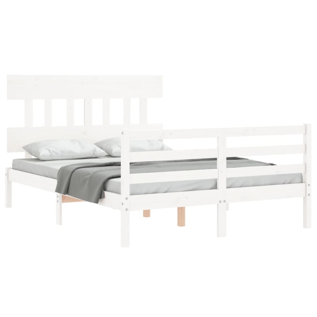 Bed Frame without Mattress White 140x190 cm Solid Wood
