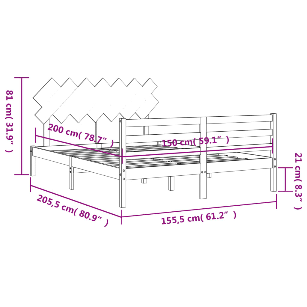 Bed Frame Without Mattress King Size Solid Wood