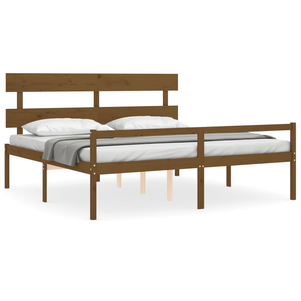 Senior Bed without Mattress Honey Brown 200x200 cm Solid Wood
